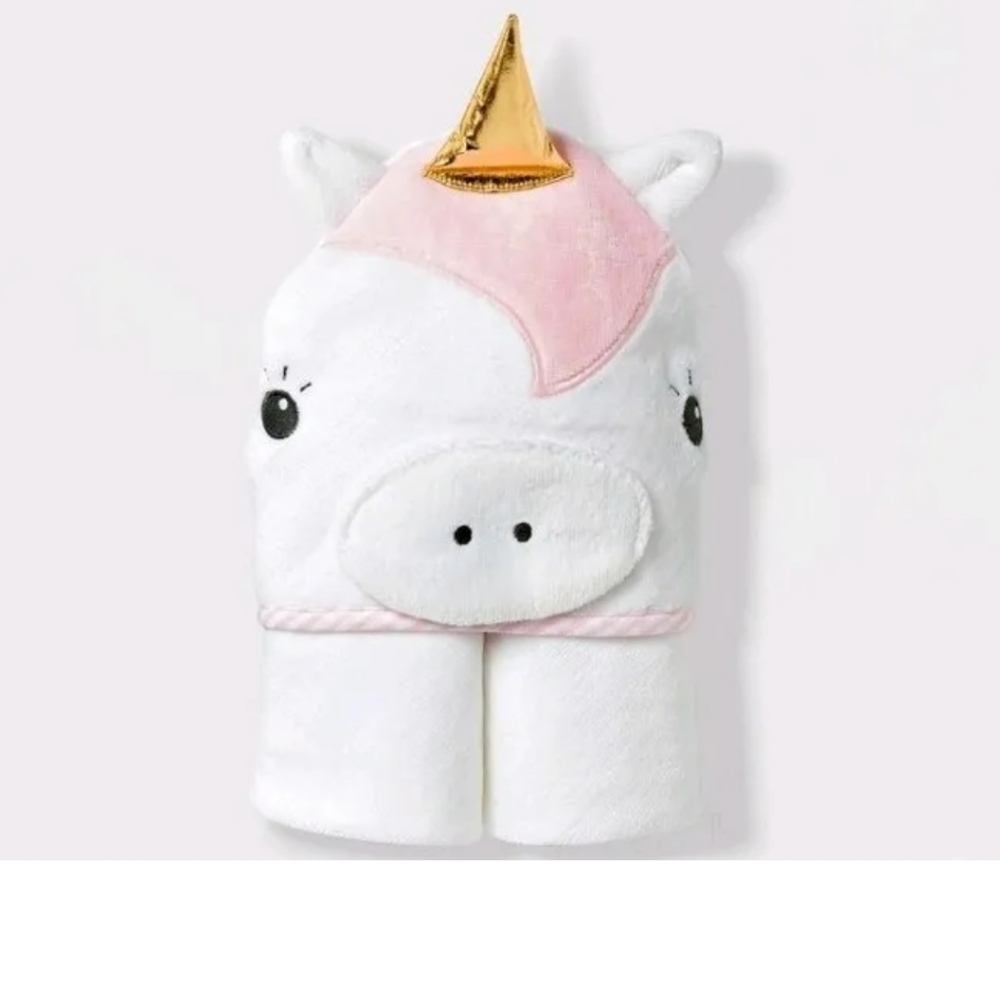 Cloud Island Unicorn Infant Hooded Towel - White & Gold baby shower gift NWT
